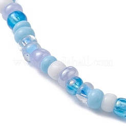 Glass Seed & Synthetic Turquoise Starfish Beaded Stretch Bracelet for Women&nbsp;BJEW-JB09709-01