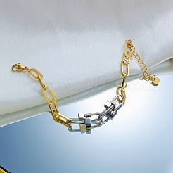 Dou Tone 304 Stainless Steel Paperclip Chain Bracelets&nbsp;WGBC220-01