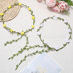2Pcs 2 Colors Polyester Artificial Rose Garland Headbands Hair Vine&nbsp;AJEW-CP0008-26E