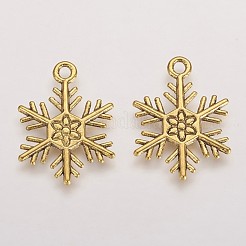 合金のチベット風チャーム  カドミウムフリー＆鉛フリー  スノーフレーク  クリスマスのために  アンティーク黄金  26x19x2mm  穴：2mm&nbsp;X-TIBEP-3264-AG-RS