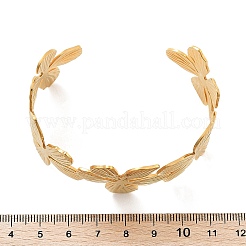 女性用フラワー 304 ステンレススチール オープンカフバングル  ゴールドカラー  1-1/4インチ（3.3cm）  内径：2-3/8x1-3/4インチ（6.1x4.5cm）&nbsp;BJEW-M313-05G