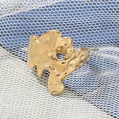 ユニセックスの不規則な304ステンレススチールオープンカフリング  18KGP本金メッキ  20.5mm  調整可能&nbsp;RJEW-Q003-01G