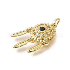 Rack Plating Brass Micro Pave Cubic Zirconia Pendants&nbsp;ZIRC-F142-09G