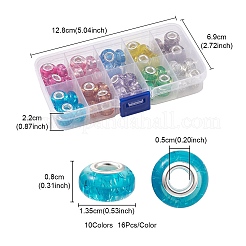 60Pcs 10 Colors Rondelle Resin European Beads&nbsp;RPDL-YW0001-09