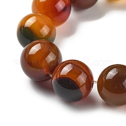 天然マルチカラー瑪瑙ビーズ連売り  染め＆加熱  ラウンド  ブラウン  14mm  穴：1.5mm  約28個/連  15.31''（38.9センチメートル）&nbsp;G-A261-B05-14mm