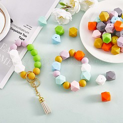 100Pcs Silicone Beads Mixed Color Hexagonal Silicone Beads Bulk Spacer Beads Silicone Bead Kit for Bracelet Necklace Keychain Jewelry Making&nbsp;JX307A