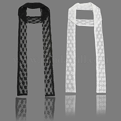 2枚 2色 ポリエステル レース ロング シルク スカーフ 女性 女の子用  花  2080x50x0.5mm  1pc /カラー&nbsp;AJEW-GF0011-28E