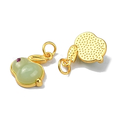 Rabbit Glass Charms&nbsp;GLAA-WH0030-09C