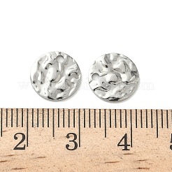 304ステンレススチールチャーム  テクスチャ  フラットラウンドのチャーム  ステンレス鋼色  10x1mm  穴：1.4mm&nbsp;STAS-F293-26P