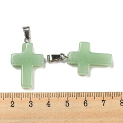 ガラスのペンダント  白金鉄パーツ  クロスチャーム  ダークシーグリーン  29x18x5.5mm  穴：7x3.5mm&nbsp;GLAA-H029-05P-07