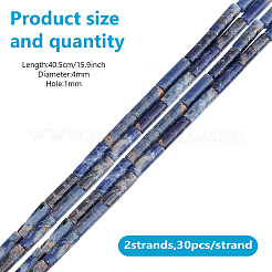 2連売り天然ソーダライトビーズ連売り  コラム  13~14x4mm  穴：1mm  約30個/連  15.9インチ（40.5cm）&nbsp;G-GO0001-42