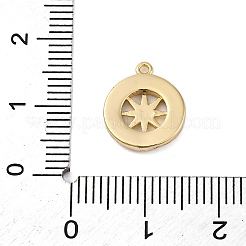 真鍮パヴェ天然シェルフラットラウンド、星チャーム付き  18KGP本金メッキ  13x11.5x2mm  穴：1mm&nbsp;KK-P289-06G