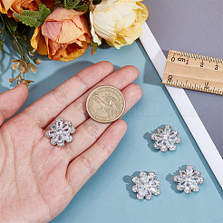 4穴真鍮パヴェクリアキュービックジルコニアボタン1個  花  プラチナ  20x20.5x7.5mm  穴：2mm&nbsp;BUTT-MA0001-15B-P