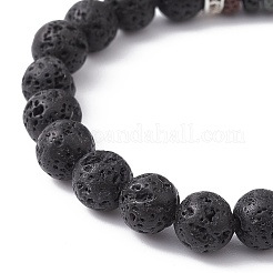 Dyed Colorful Natural Lava Rock & Rhinestone Beaded Stretch Bracelets for Women&nbsp;BJEW-JB09668-02