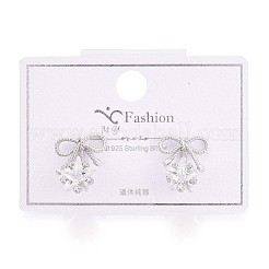 925 Sterling Silver Micro Pave Clear Cubic Zirconia Bowknot with Star Stud Earrings&nbsp;STER-N016-79P