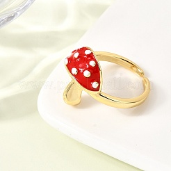 Brass Enemel Adjustable Open Cuff Rings for Women&nbsp;RJEW-I111-10G-03