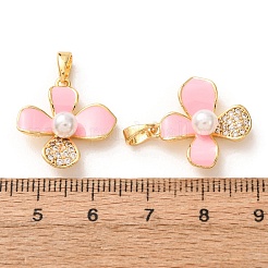 Brass Micro Pave Clear Cubic Zirconia Pendants&nbsp;KK-A304-25G-01