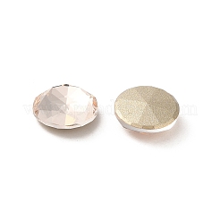 ガラスラインストーンカボション  ポイントバック＆バックメッキ  多面カット  フラットラウンド  ライトピーチ  8x3mm&nbsp;RGLA-P037-10B-D261