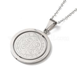 304 Stainless Steel Rotatable Saint Benedict Medal Pendant Necklaces for Women&nbsp;NJEW-G187-01P