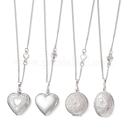 316 Stainless Steel Heart Oval Flat Round Locket Pendant 304 Stainless Steel Twisted Chain Necklaces&nbsp;NJEW-JN05839