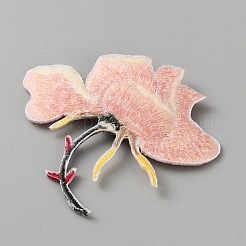 ポリエステルコンピューター刺繡布アイロンオン/パッチ縫い  マスクと衣装のアクセサリー  アップリケ  花  ピンク  59x73x2mm&nbsp;PATC-WH0024-030B