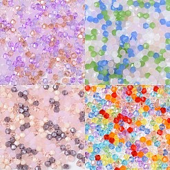 300個10色透明ガラスビーズ  多面カット  双円錐形  ミックスカラー  4x4mm  穴：0.8mm  30個/カラー&nbsp;EGLA-YW0001-79