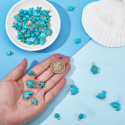 60Pcs 6 Styles Dyed Synthetic Turquoise Pendants&nbsp;FIND-BM0001-52