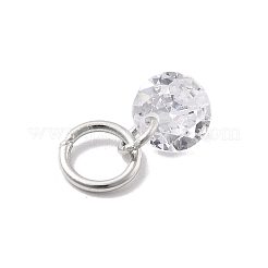 キュービックジルコニアチャーム付きスターリングシルバー925個  丸カン付き  フラットラウンド  5.5x3mm  穴：3.5mm&nbsp;STER-Q004-05B-P