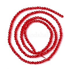 透明ガラスビーズ連売り  多面カット  ラウンド  レッド  2mm  穴：0.6mm  約182~201個/連  14.57~15.24インチ（（37~38.7cm）&nbsp;GLAA-C019-01A-16