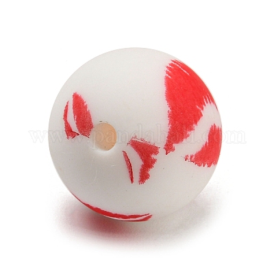 シリコンビーズ  ラウンド  レッド  リップ  15mm  穴：2mm&nbsp;SIL-E009-01C-1