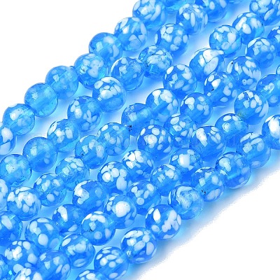 手作りランプワークビーズ連売り  ラウンド  ドジャーブルー  6mm  穴：2mm  約50個/連  9.45''（24センチメートル）&nbsp;LAMP-H071-01A-10-1