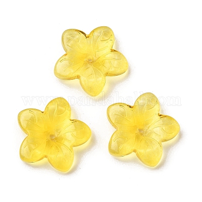 ガラスビーズ  スター  きいろ  20.5x21.5x5.5mm  穴：1.6mm&nbsp;GLAA-D303-12I-1