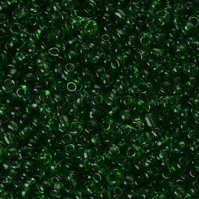 ガラスシードビーズ  トランスペアレント  ラウンド  丸い穴  グリーン  8/0  3mm  穴：1mm  約1111個/50g  50 G /袋  18袋/2ポンド&nbsp;SEED-US0003-3mm-7-1