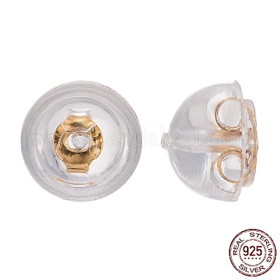 925スターリングシルバーピアスキャッチ  18KGP本金メッキ  5x4mm  穴：0.6mm&nbsp;STER-E062-01G-1