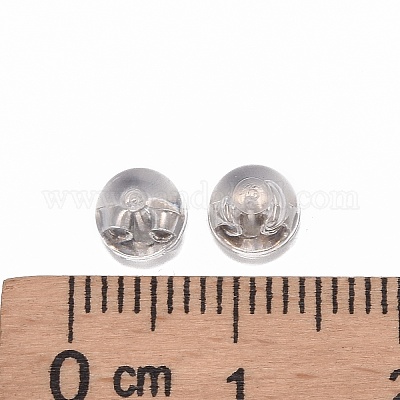 変色防止ロジウムメッキスターリングシルバーのイヤリングナット925個  プラチナ  5x4mm  穴：0.6mm&nbsp;STER-E062-01P-1