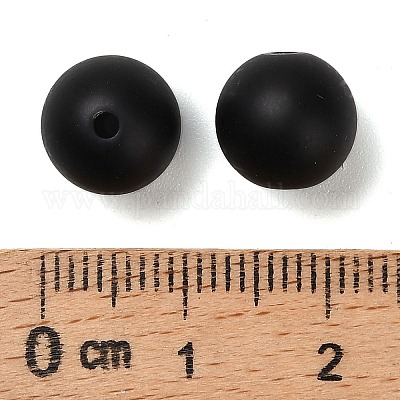 つや消しプラスチック製模造真珠ビーズ ラウンド ブラック 10mm 穴