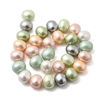 シェルパールビーズ連売り  ポテト  ミックスカラー  12.5~13x15~15.5x12~12.5mm  穴：0.9mm  約31個/連  15.71インチ（39.9cm）&nbsp;BSHE-F013-01H-1