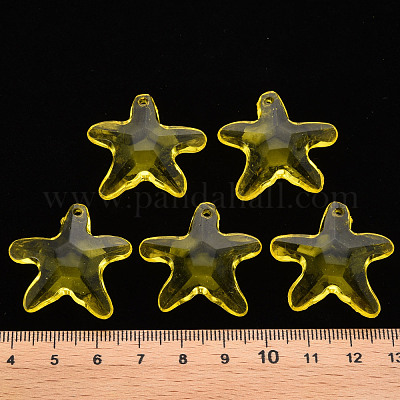 透明なアクリルビーズ  スター  きいろ  28.5x29.5x7.5mm  穴：1.8mm  約189個/500g&nbsp;TACR-S154-58B-916-1