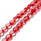 Transparent Glass Beads Strand, Heart, Red, 9.5~10x10x3.5~4.5mm, Hole: 0.8~1mm, about 35pcs/strand, 13.15~13.31 inch(33.4~33.8cm)