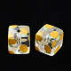 透明印刷アクリルビーズ  フルーツ模様の四角  レモン模様  16x16x16mm  穴：3mm&nbsp;MACR-S374-08A-02-2