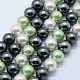 シェルパールビーズ連売り  ラウンド  ミックスカラー  8mm  穴：1mm  約50個/連  15.7インチ&nbsp;BSHE-K053-04-8mm-02-1