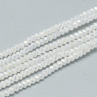 電気メッキガラスビーズセット  模造翡翠ガラス  多面カット  ロンデル  乳白色  2.5x1.5mm  穴：0.8mm  約135~140個/連  26~27cm&nbsp;EGLA-Q112-A03