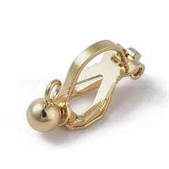 Brass Clip-on Earring Findings. with Loop, Cadmium Free & Lead Free, Real 18K Gold Plated, 16x6x8mm, Hole: 1.6mm