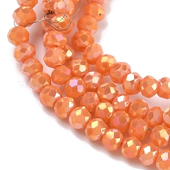 電気メッキガラスビーズセット  フル虹メッキ  多面カット  ロンデル  サンゴ  3x2mm  穴：0.8~1mm  約135~140個/連  11.81~13.38インチ（30~34cm）&nbsp;GLAA-F078-FR11