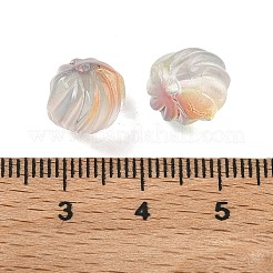 ツートンカラーの透明ガラスビーズ  カボチャ  グリッターパウダー付き  カラフル  10~10.5x9~10mm  穴：1.4mm  約833個/1000g&nbsp;GLAA-H041-02A