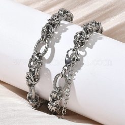 9.5mm 304ステンレススチール製ビザンチンチェーンネックレス（女性・男性用）  変色しない  ステンレス鋼色  16.22インチ（41.2cm）&nbsp;NJEW-Z115-04P