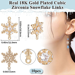 10Pcs Brass Micro Pave Clear Cubic Zirconia Connector Charms&nbsp;ZIRC-BBC0002-86B