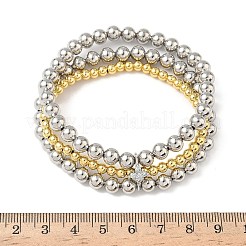 Brass Micro Pave Cubic Zirconia Round Beaded Multi-Strand Bracelets for Women&nbsp;BJEW-B148-02B-PG