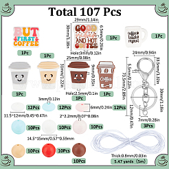 DIY Coffee Theme Silicone & Iron Keychain Making Kits&nbsp;DIY-SC0027-94