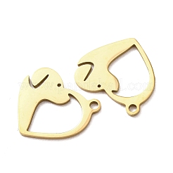 ステンレスペンダント201個  犬のチャーム付きハート  18KGP本金メッキ  15.5x14.5x1mm  穴：1.4mm&nbsp;STAS-F368-03A-G